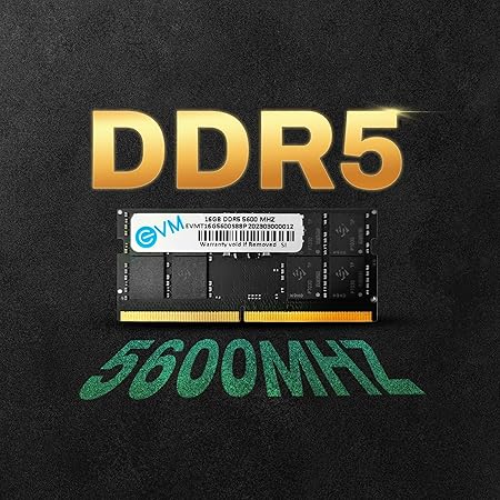 EVM 16GB 5600 MHz High-Performance DDR5 Laptop RAM, Ultra-Fast Memory Upgrade, 288-Pin Long DIMM, 10-Year Warranty (EVMT16G5600S86P)