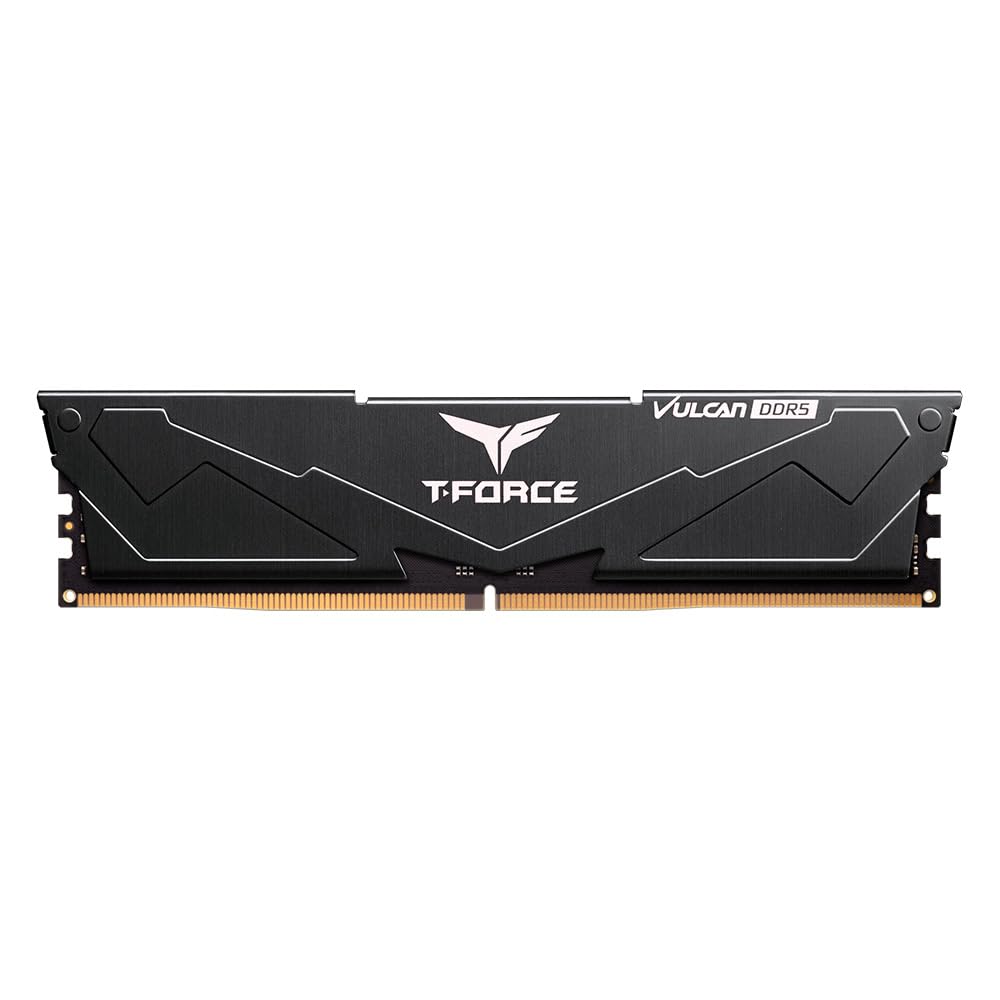 TEAMGROUP T-Force Vulcan 16GB 5200MHz DDR5 DRAM (5200MT/s) Black UDIMM Desktop Gaming Memory, Metal Heatsink, ECC, XMP 3.0/AMD Expo, Compatible with Intel/AMD CPU, High Performance, Low Latency RAM