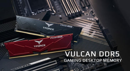 TEAMGROUP T-Force Vulcan 16GB 5200MHz DDR5 DRAM (5200MT/s) Black UDIMM Desktop Gaming Memory, Metal Heatsink, ECC, XMP 3.0/AMD Expo, Compatible with Intel/AMD CPU, High Performance, Low Latency RAM