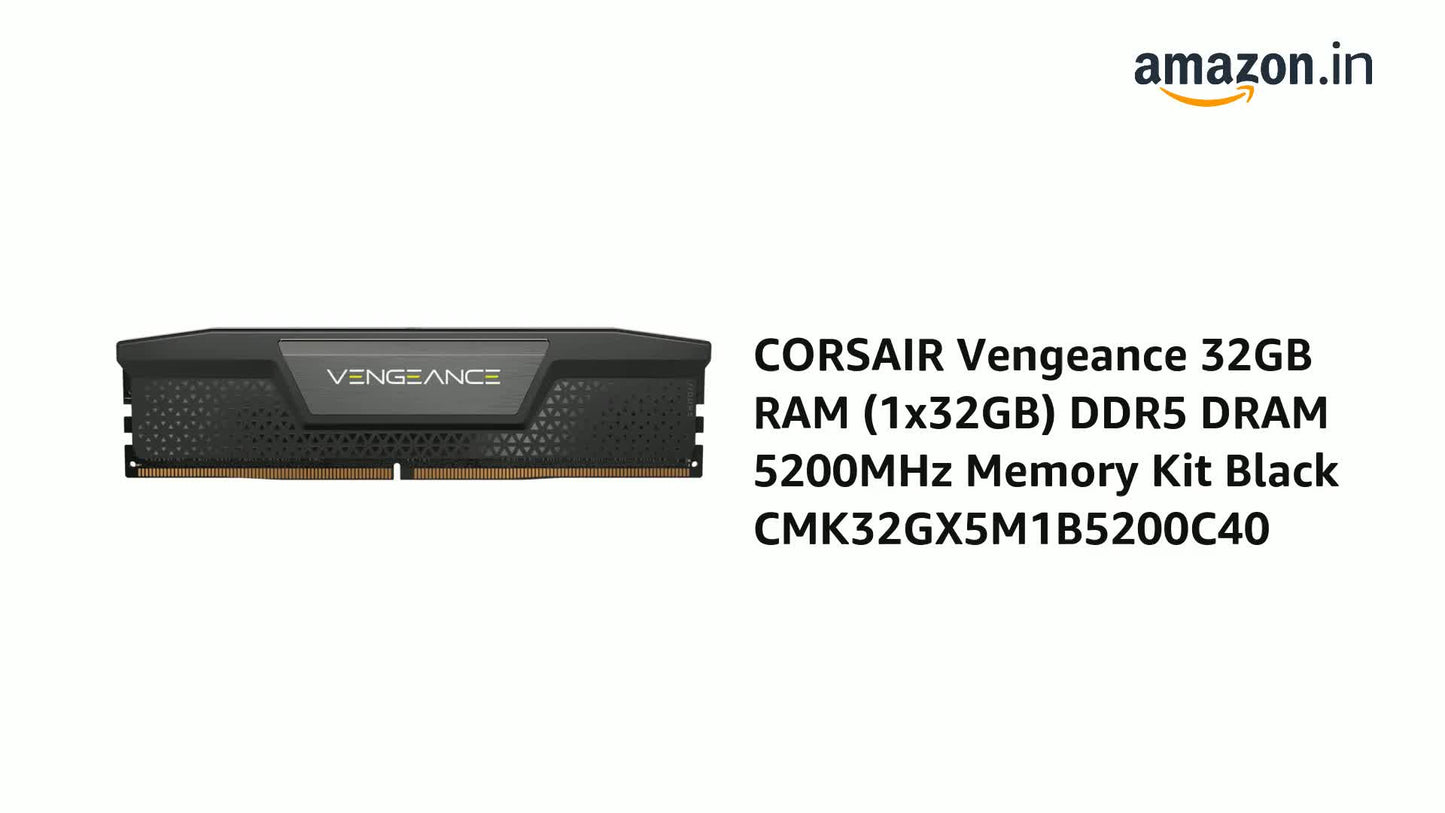 CORSAIR Vengeance 32GB RAM (1x32GB) DDR5 DRAM 5200MHz Memory Kit Black CMK32GX5M1B5200C40
