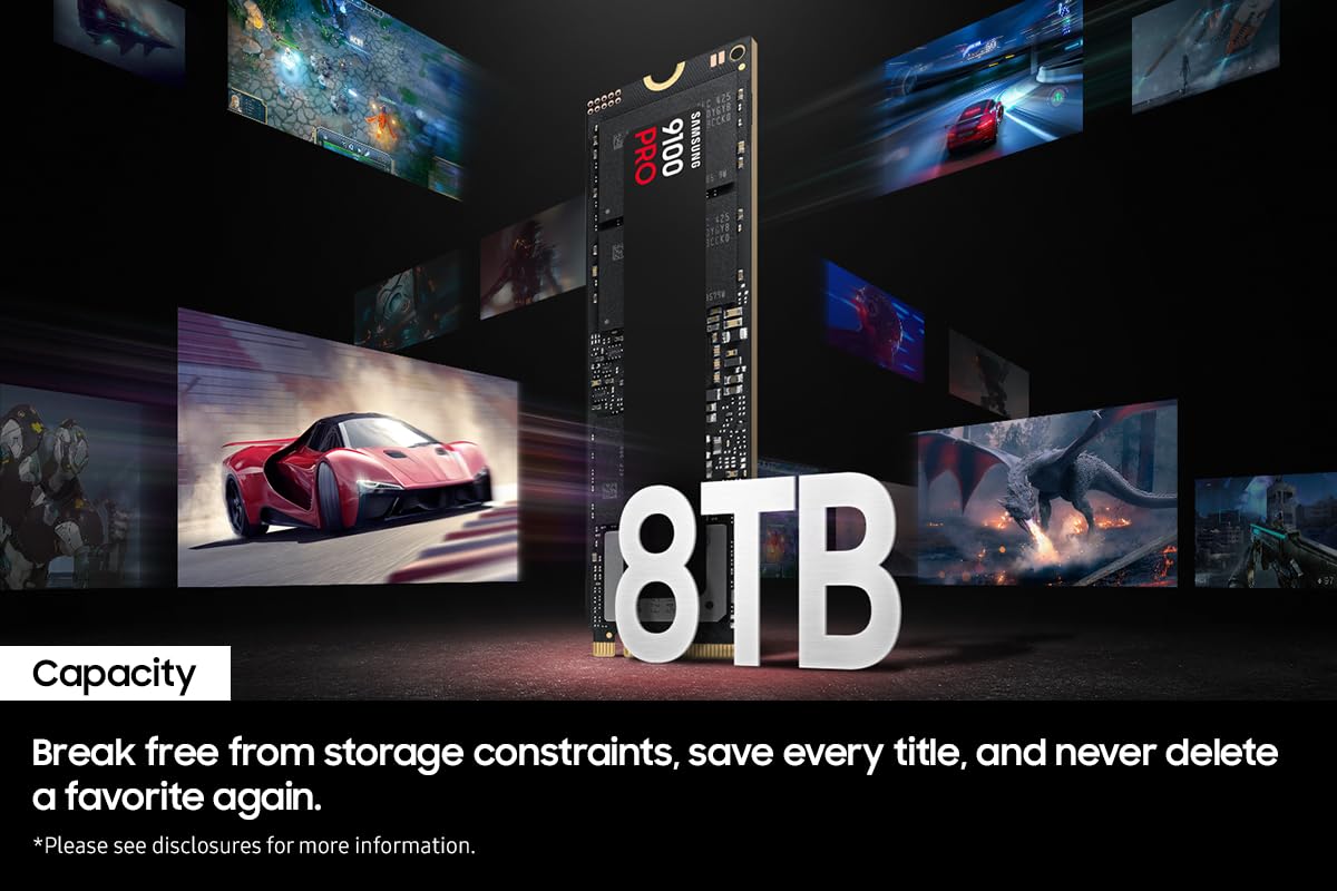 Samsung SSD 9100 PRO 2TB, PCIe 5.0x4 M.2 2280, Seq. Read Speeds Up to 14,800MB/s, Best for AI Computing, Gaming, and Heavy Duty Workstations (MZ VAP2T0B)