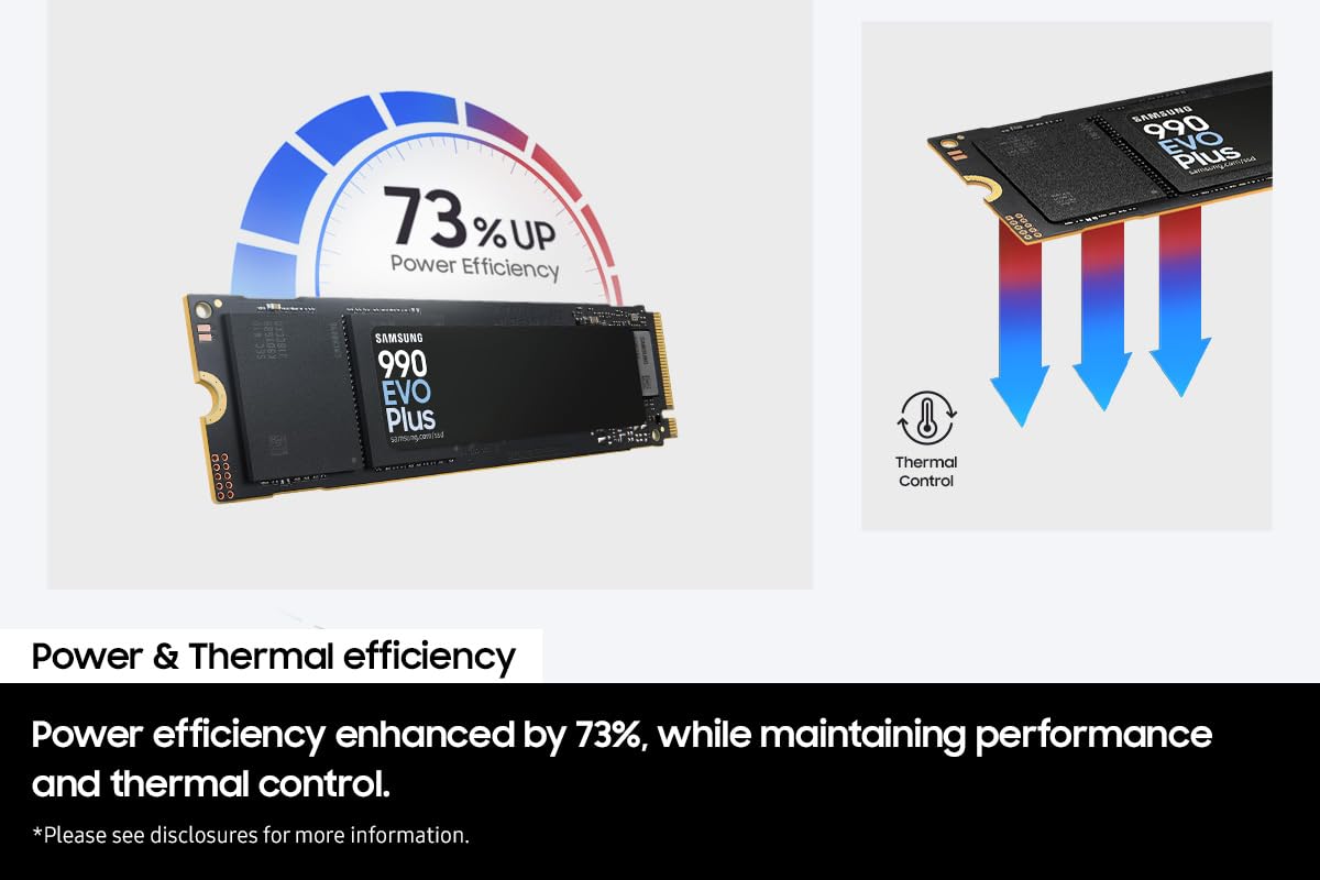 Samsung 990 EVO Plus SSD 4TB, PCIe Gen 4x4, Gen 5x2 M.2 2280, Speeds Up-to 7,150 MB/s, Upgrade Storage for PC/Laptops, HMB Technology and Intelligent Turbowrite 2.0, MZ-V9S4T0BW