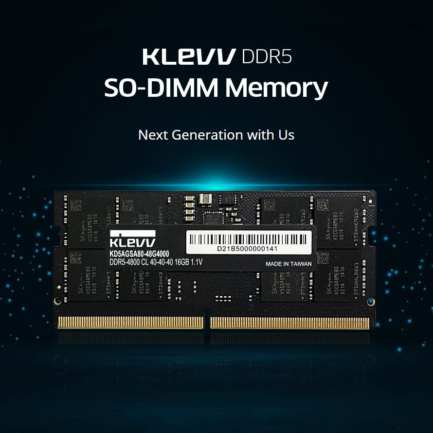 KLEVV DDR5 32GB (2x16GB) 5600MHz CL46 SODIMM SK Hynix A-Die Laptop Ram Memory 1.1V (KD5AGSA80-56G460D)