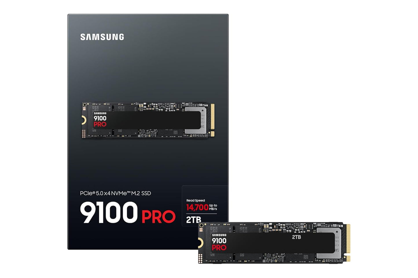 Samsung SSD 9100 PRO 2TB, PCIe 5.0x4 M.2 2280, Seq. Read Speeds Up to 14,800MB/s, Best for AI Computing, Gaming, and Heavy Duty Workstations (MZ VAP2T0B)