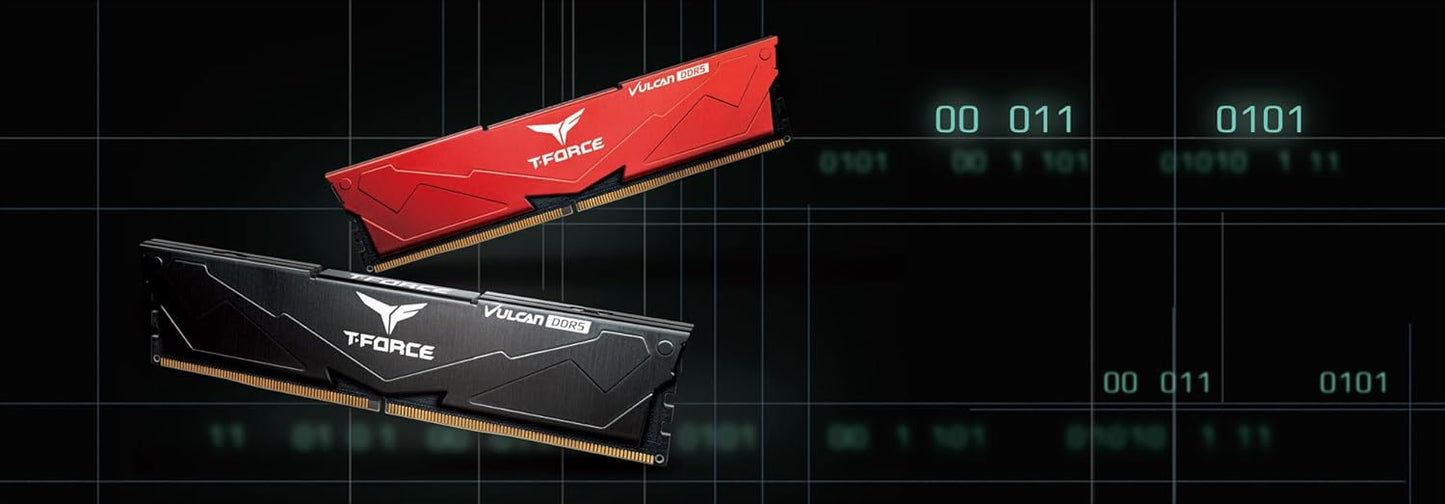 TEAMGROUP T-Force Vulcan 16GB 5200MHz DDR5 DRAM (5200MT/s) Black UDIMM Desktop Gaming Memory, Metal Heatsink, ECC, XMP 3.0/AMD Expo, Compatible with Intel/AMD CPU, High Performance, Low Latency RAM