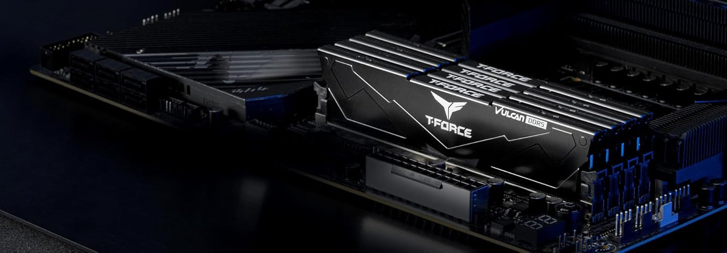 TEAMGROUP T-Force Vulcan 16GB 5200MHz DDR5 DRAM (5200MT/s) Black UDIMM Desktop Gaming Memory, Metal Heatsink, ECC, XMP 3.0/AMD Expo, Compatible with Intel/AMD CPU, High Performance, Low Latency RAM