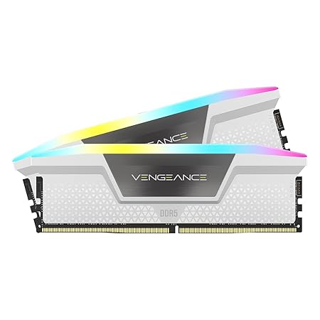 CORSAIR Vengeance RGB DDR5 RAM 32GB (2x16GB) 6400MHz CL36 Intel XMP iCUE Compatible Computer Memory - White (CMH32GX5M2B6400C36W)