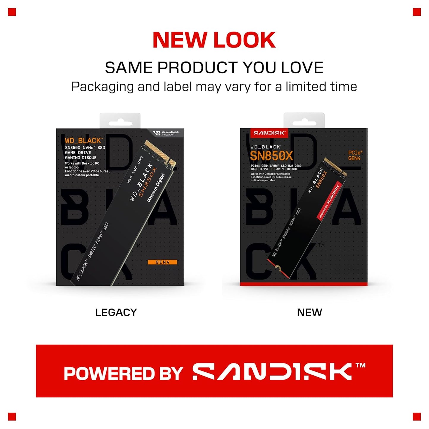 WD_BLACK Western Digital SN850X NVMe 4TB, Upto 7300MB/s R, 6600MB/s W, 5Y Warranty, PCIe Gen 3 NVMe M.2 (2280), Gaming Storage, Internal Solid State Drive (SSD) (WDS400T2X0E)