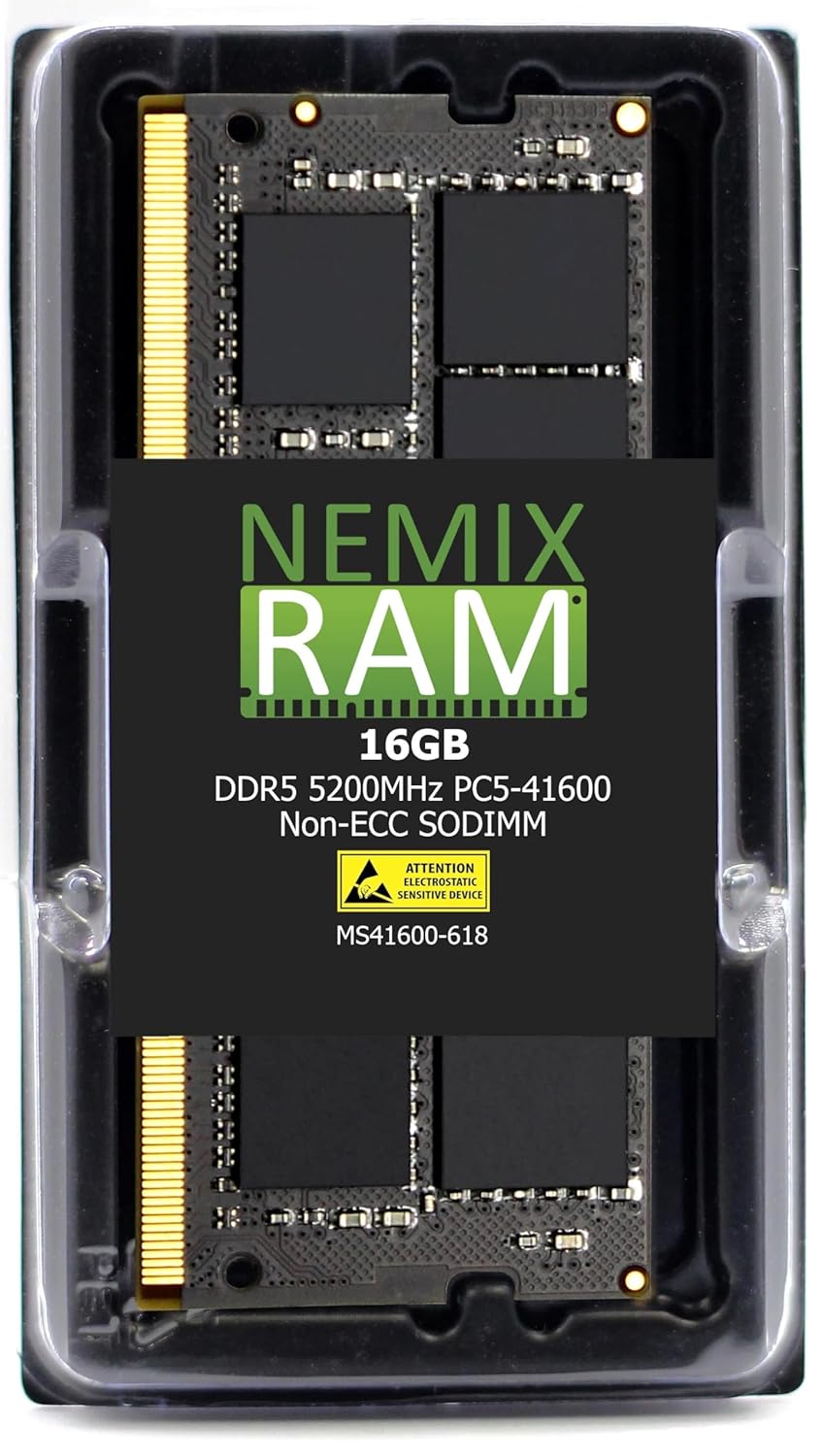 NEMIX RAM 16GB (1X16GB) DDR5 5200MHz PC5-41600 1Rx8 1.1V CL44 262-PIN Non-ECC Unbuffered SODIMM Laptop PC Memory