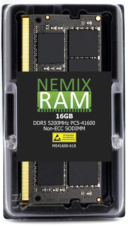 NEMIX RAM 16GB (1X16GB) DDR5 5200MHz PC5-41600 1Rx8 1.1V CL44 262-PIN Non-ECC Unbuffered SODIMM Laptop PC Memory