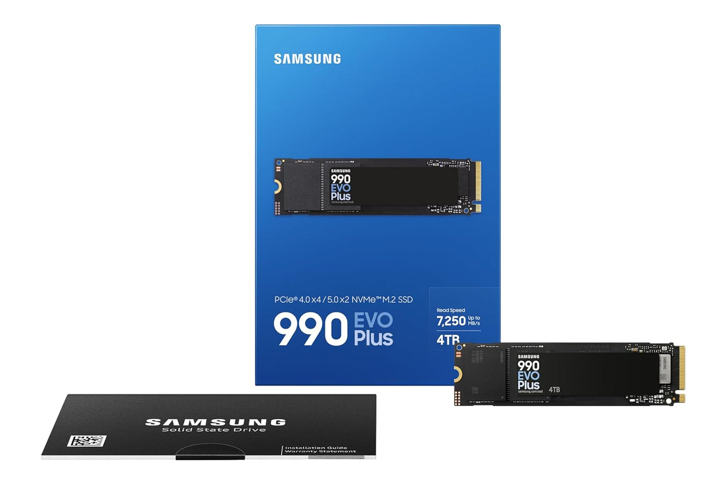 Samsung 990 EVO Plus SSD 4TB, PCIe Gen 4x4, Gen 5x2 M.2 2280, Speeds Up-to 7,150 MB/s, Upgrade Storage for PC/Laptops, HMB Technology and Intelligent Turbowrite 2.0, MZ-V9S4T0BW