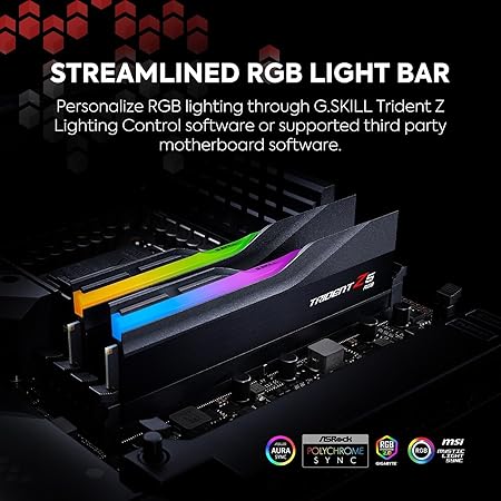 G.Skill Trident Z5 RGB Intel XMP/AMD Expo 16GB (1 * 16GB) DDR5 6000 MHz CL36-36-36-96 1.35V Desktop Memory RAM -F5-6000J3636F16GX1-TZ5RK