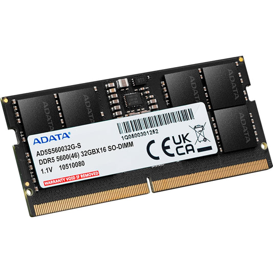ADATA Premier 32GB 5600MHz SO-DIMM DDR5 Laptop Memory, Single RAM Module, Supports Intel & AMD Latest CPU, Intel XMP & AMD Expo, Built in PMIC, On Die ECC, Low Voltage, More Bandwidth - AD5S560032G-S