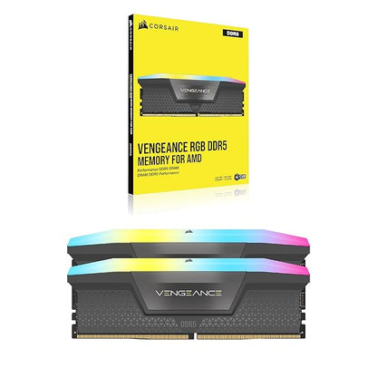 CORSAIR Vengeance RGB DDR5 RAM 32GB (2x16GB) 6400MHz CL36-48-48-104 1.35V AMD Expo Intel XMP 3.0 Desktop Computer Memory – Gray (CMH32GX5M2B6400Z36)