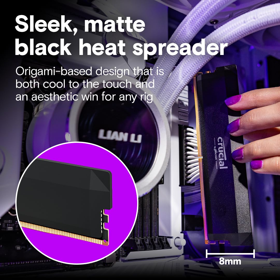 Crucial Pro 16GB DDR5 RAM ,CL36 6000MHz, Overclocking Desktop Gaming Memory, Intel XMP 3.0 & AMD Expo Compatible, Black - CP2K16G60C36U5B