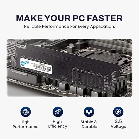 EVM 32GB DDR4 Desktop RAM 2666MHz - Update Your Desktop's Performance - CL15 Latency - Compatible with Intel, AMD, and Mac Systems - 10 Years Warranty (EVMT32G2666U88P)