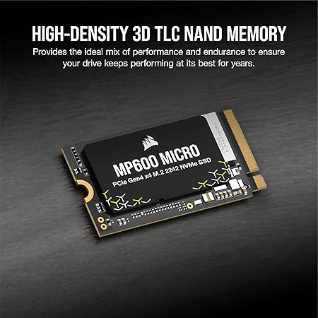 Corsair MP600 Micro PCIe Gen4 x4 NVMe M.2 2242 SSD - 2 TB - sequential Read Write speeds of up to 7,000MB/sec, Ideal for high Performance laptops & notebooks