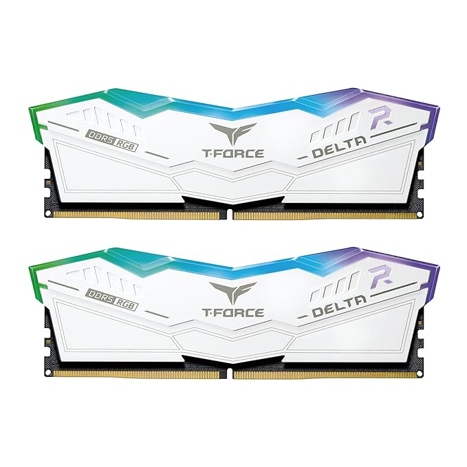 TEAMGROUP T-Force Delta RGB DDR5 Ram 32GB Kit (2x16GB) 6800MHz (PC5-54400) CL34 Desktop Memory Module Ram (White) for 600 Series Chipset - FF4D532G680
