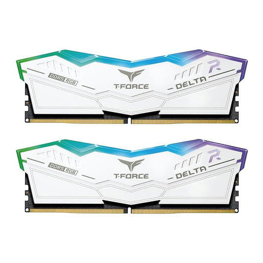 TEAMGROUP T-Force Delta RGB DDR5 Ram 32GB Kit (2x16GB) 6800MHz (PC5-54400) CL34 Desktop Memory Module Ram (White) for 600 Series Chipset - FF4D532G680