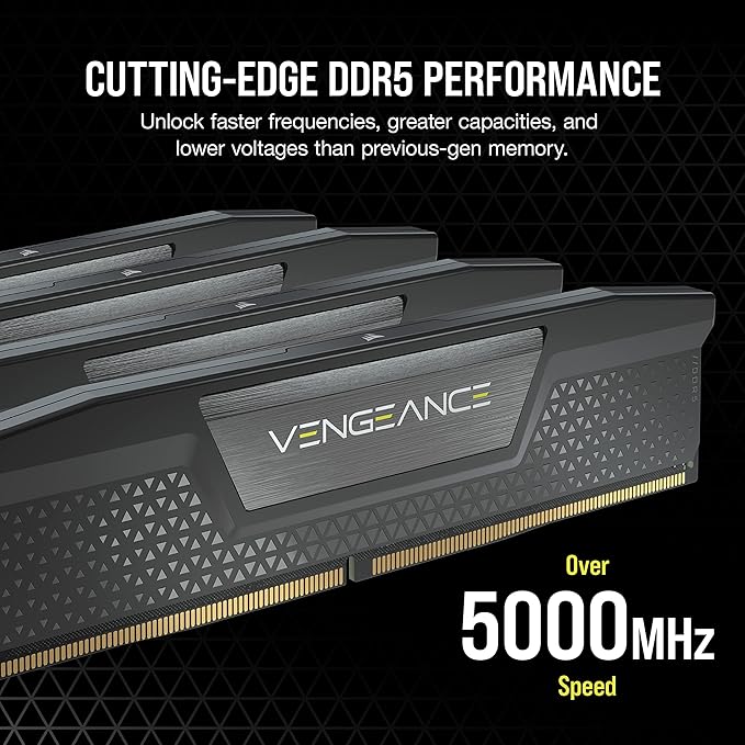 CORSAIR Vengeance 16GB RAM (1x16GB) DDR5 DRAM 5200MHz Memory Kit Black CMK16GX5M1B5200C40