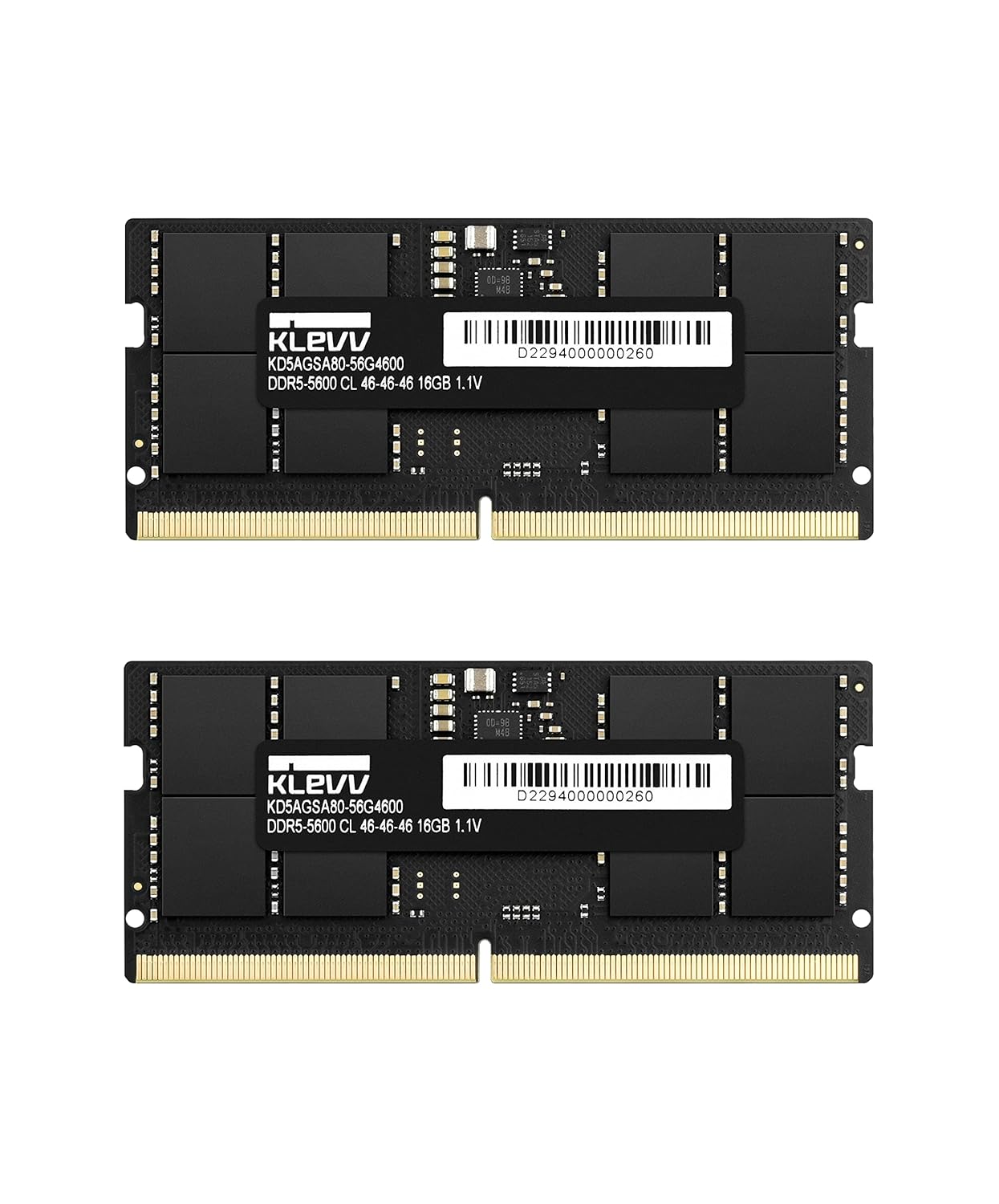 KLEVV DDR5 32GB (2x16GB) 5600MHz CL46 SODIMM SK Hynix A-Die Laptop Ram Memory 1.1V (KD5AGSA80-56G460D)
