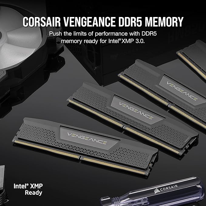 CORSAIR Vengeance 16GB RAM (1x16GB) DDR5 DRAM 5200MHz Memory Kit Black CMK16GX5M1B5200C40