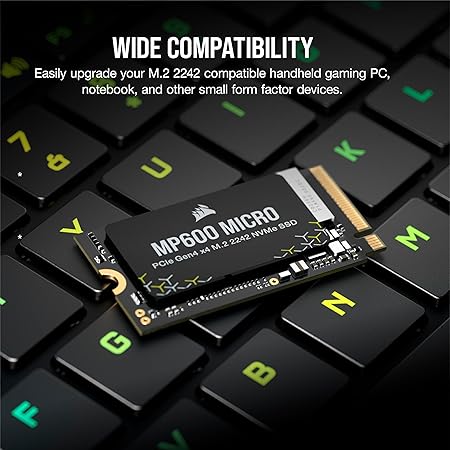 Corsair MP600 Micro PCIe Gen4 x4 NVMe M.2 2242 SSD - 2 TB - sequential Read Write speeds of up to 7,000MB/sec, Ideal for high Performance laptops & notebooks