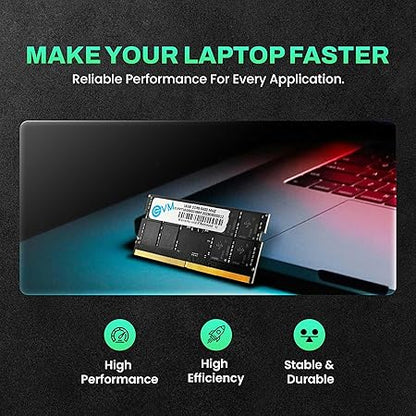EVM 16GB 5600 MHz High-Performance DDR5 Laptop RAM, Ultra-Fast Memory Upgrade, 288-Pin Long DIMM, 10-Year Warranty (EVMT16G5600S86P)