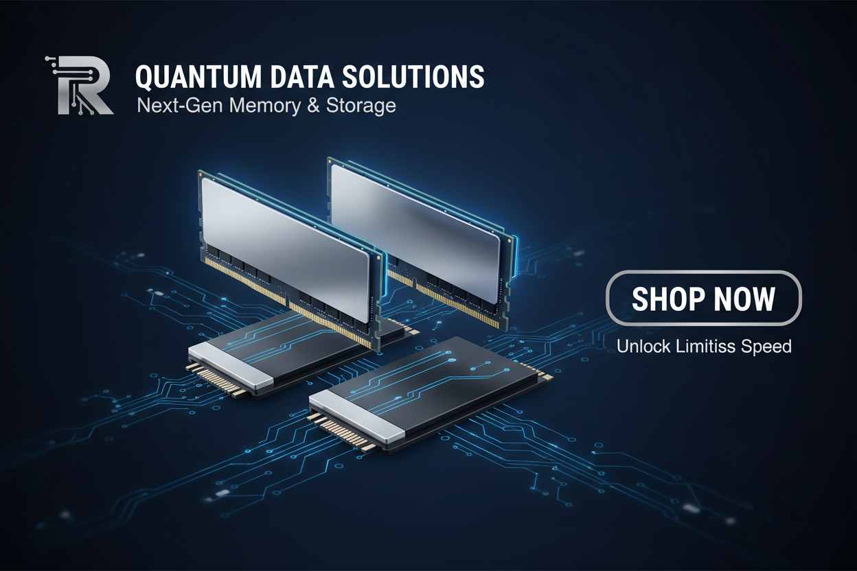 Modern tech hero banner for RAM and SSD store